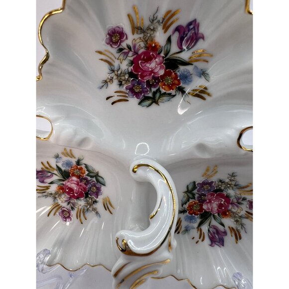 Vtg Thames Hand Painted 3 Section Candy, Mint Dish - Picture 8 of 9